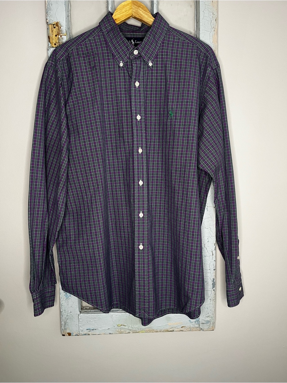 Ralph Lauren Purple and Green Long-Sleeve Button-Down Shirt